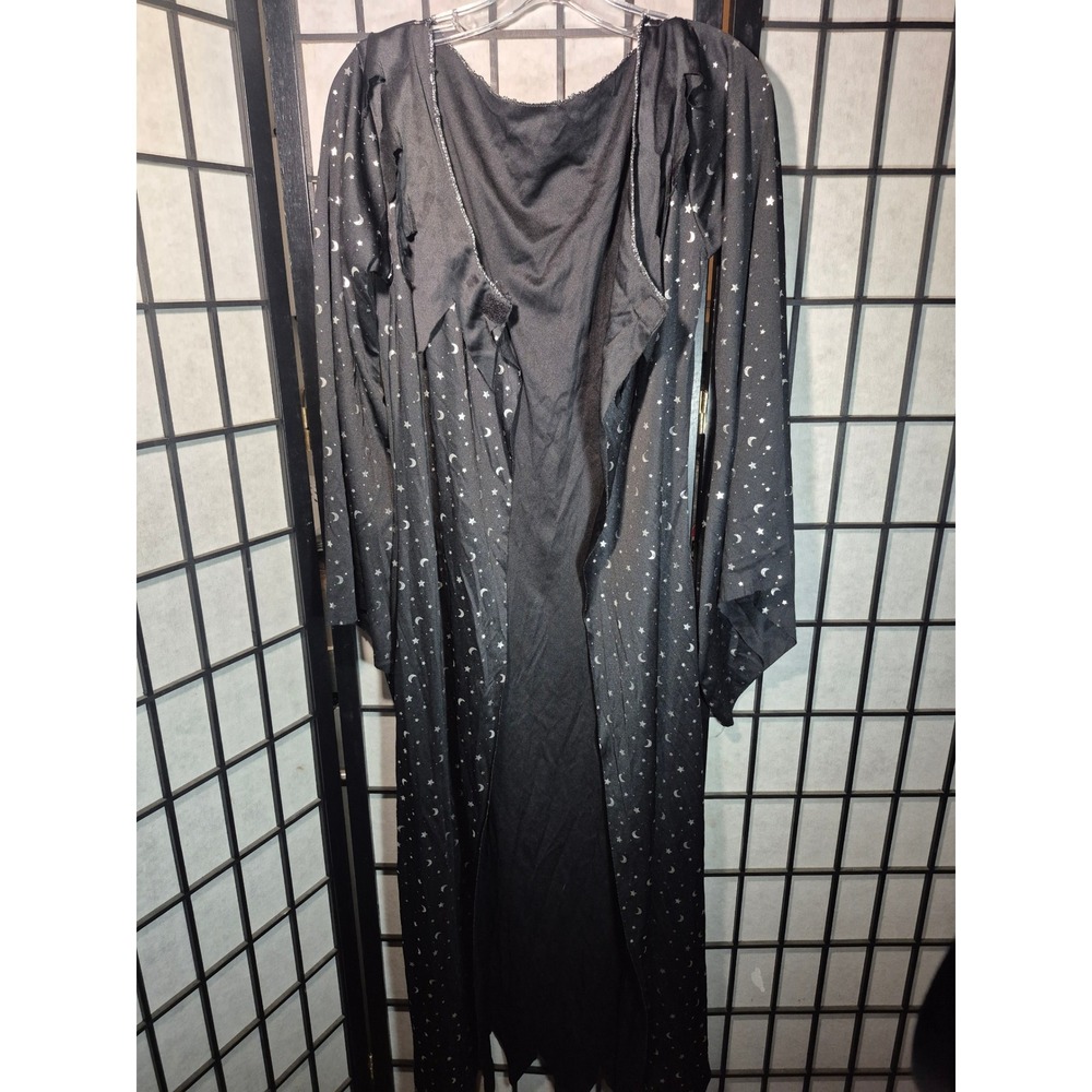 Fun World Celestial Wizard Robe Black Silver Stars Moon Costume Med Large 5036